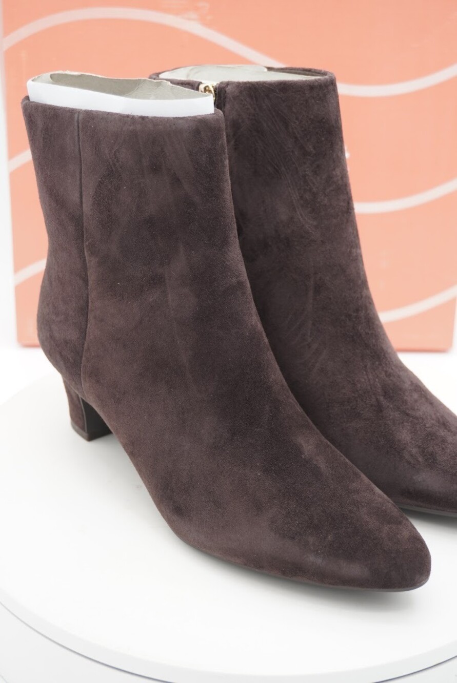Easy Spirit Isra Dark Brown Suede Ankle Boots Women’s Size 6.5 M Pointed Toe